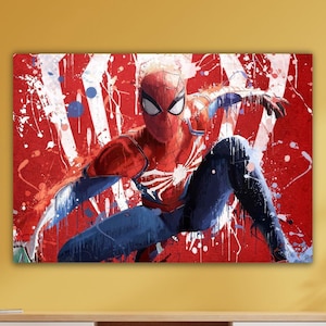 Spiderman Wall Decor Spiderman Wall Art Spiderman Canvas Gift For Kids Spiderman Poster Home Decor Ready to Hang Movie Decor Gift Of Movie