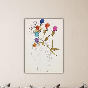 Andy Warhol Hand With Flowers Canvas Andy Warhol Poster Andy Warhol Wall Art Andy Warhol Print Gift Of Home Wall Decor Art Warhol Painting