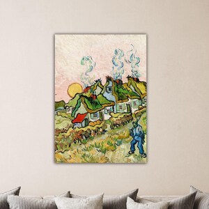 Vincent Van Gogh Houses and Figure 1890 Paint Van Gogh Canvas Decor Van Gogh Wall Art Museum Decor Gift Of Home Wall Decor Van Gogh Poster
