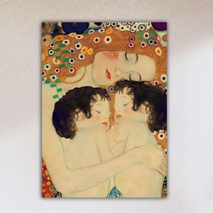 グスタフ・クリムト 母と双子 壁アート クリムト 母と子 キャンバス グスタフ・クリムト ポスター クリムト 母の絵画 ギフト 自宅の壁装飾