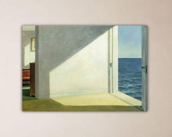 Edward Hopper Rooms By The Sea Poster Moody Coastal Wall Art Vintage Seaside Painting Print Artwork Minimalist Beach House Wall Decor Canvas