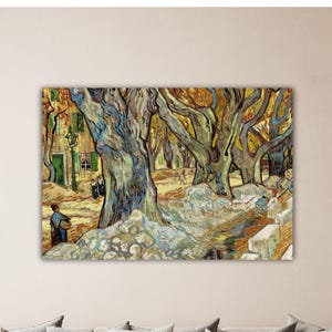 Vincent Van Gogh The Large Plane Trees 1889 Paint Road Menders at Saint-Rémy Canvas Van Gogh Wall Art Gift Home Print Van Gogh Poster Paint