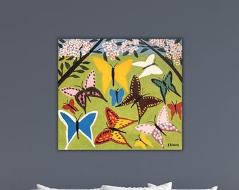 Maud Lewis - Butterflies Poster Maud Lewis Canvas Maud Lewis Wall Art Gift Of Office Room Wall Decor Art Maud Lewis Paint Maud Lewis Print