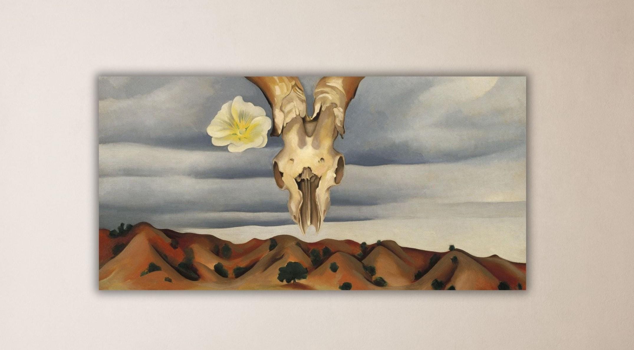 ジョージア・オキーフ「雄羊の頭、白いタチアオイ」 - ヒルズ絵画