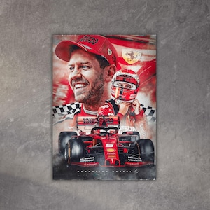 Sebastian Vettel Poster Formula One Wall Art F1 Grand Prix Ferrari Wall Decor Art F1 Man Cave Decoration Canvas Sebastian Vettel Printing