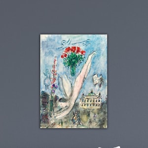 Marc Chagall Der Engel vor der Oper Wall Art Chagal Blumen Poster Chagall Liebhaber mit Blumen Leinwand Surrealismus Wanddekor Druck