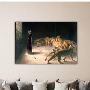 Briton Riviere - Daniel Answer To The King In The Lions Den Poster Riviere Canvas Briton Wall Art Riviere Paint Office Room Wall Decor Print