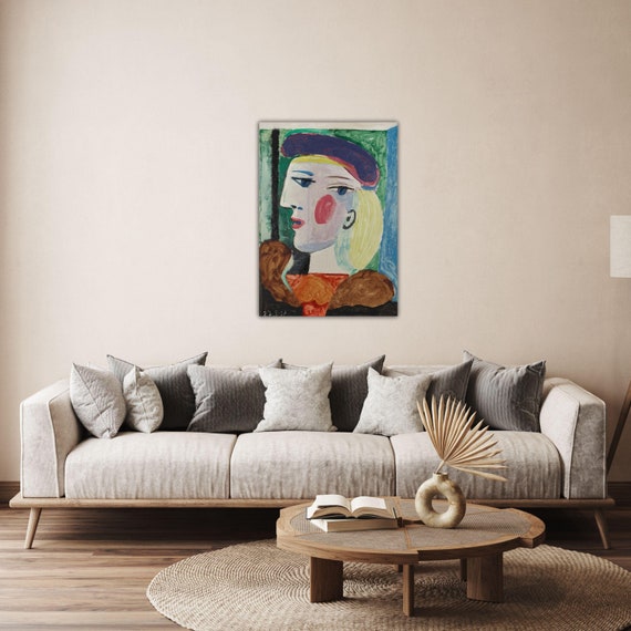 パブロ・ピカソ ベレー帽をかぶった女性の肖像画 藤色 壁アート ピカソ