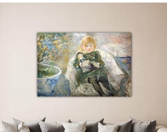 ベルト・モリゾ - 人形を持つ少女 1884 キャンバス モリゾ 壁アート