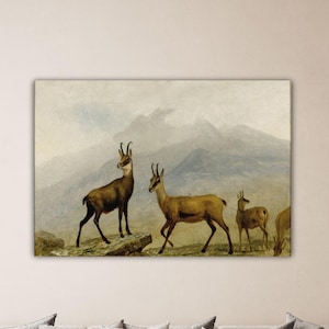 Albert Bierstadt Chamois Canvas Albert Bierstadt Wall Art Albert Bierstadt Paint Ready To Hang Canvas Bierstadt Poster Gift Home Wall Decor