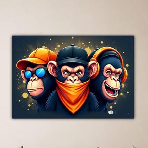 Three Wise Monkeys See No Evil Hear No Evil Speak No Evil Canvas Animal Wall Art Monkeys Poster Gift Of Home Wall Decor Art Animal Painting