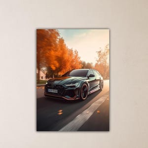 Póster negro de Audi RS6, lienzo deportivo listo para colgar, arte de la evolución del coche Audi RS6, arte impreso, decoración de pared para habitación infantil, arte de pared de coche deportivo Audi
