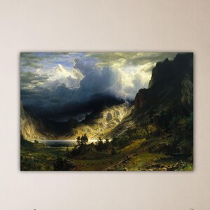 Albert Bierstadt Storm In The Rocky Mountain Canvas Bierstadt Wall Art Bierstadt Paint Ready To Hang Canvas Bierstadt Poster Home Wall Decor