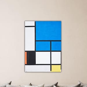 Piet Mondrian Composition with Large Blue Plane Red Black Yellow and Gray 1921 Poster Mondrian Wall Art Mondrian Canvas Gift Home Wall Decor