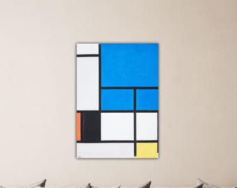 Piet Mondrian Composition with Large Blue Plane Red Black Yellow and Gray 1921 Poster Mondrian Wall Art Mondrian Canvas Gift Home Wall Decor