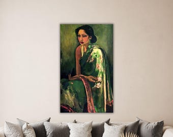 Lienzo de Amrita Sher-Gil, decoración de pared de Amrita Sher, impresión de Amrita Sher, póster de Amrita Sher, decoración de sala de estar, pintura de Amrita Sher, arte de decoración moderna