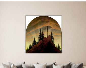 Caspar David Friedrich The Cross in the Mountains Canvas Friedrich Print Friedrich Wall Decor Friedrich Poster Gift Living Room Decor Paint