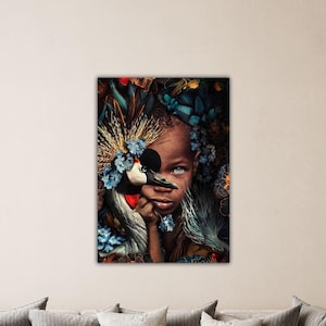 Afrikanisches Kind und Vogel-Poster Bürodekor Leinwand Abstrakte Afrikanische Farbe Afrikanische Wandkunst Afrikanischer Druck Afrikanische Dekorkunst Wohnkultur Geschenk