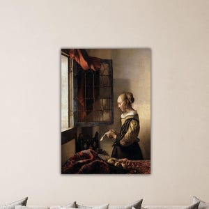 Johannes Vermeer: Niña leyendo una carta frente a una ventana abierta, lienzo, póster de Vermeer, regalo para decoración del hogar, arte mural de Johannes Vermeer, pintura para habitación