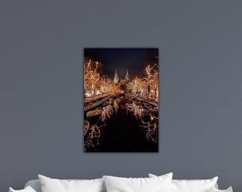 Amsterdam at Christmas Landscape Canvas Amsterdam Paint Gift Of Home Decor Printing Nature View Giclee Wall Decor Poster Amsterdam Wall Art