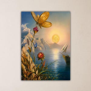 Póster de la Isla del Tesoro de Vladimir Kush - Catherine La Rose - Lienzo Kush - Decoración de pared del museo - Arte mural Kush - Pintura Kush - Regalo de decoración del hogar - Arte moderno