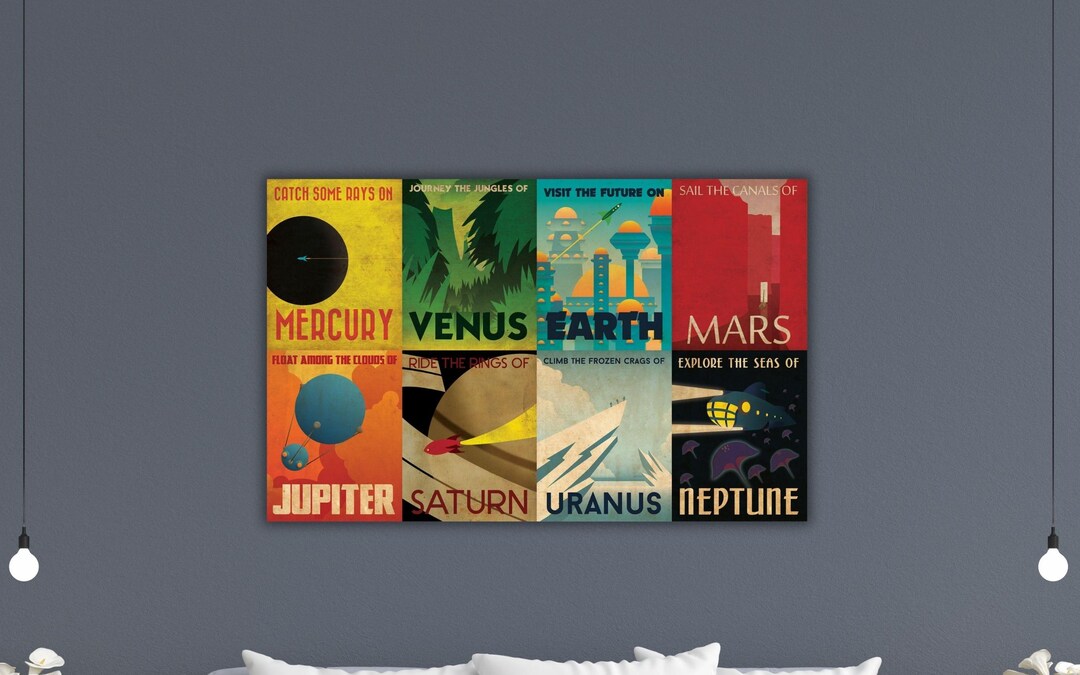 Retro Space Travel Wall Art Nasa Canvas Vintage Space Poster Retro ...