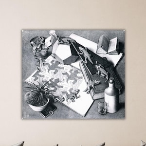M C Escher Reptiles Canvas Maurits Cornelis Escher Poster Ready To Hang Home Decor Gift Art Escher Paint Art Escher Wall Art Room Art Gift