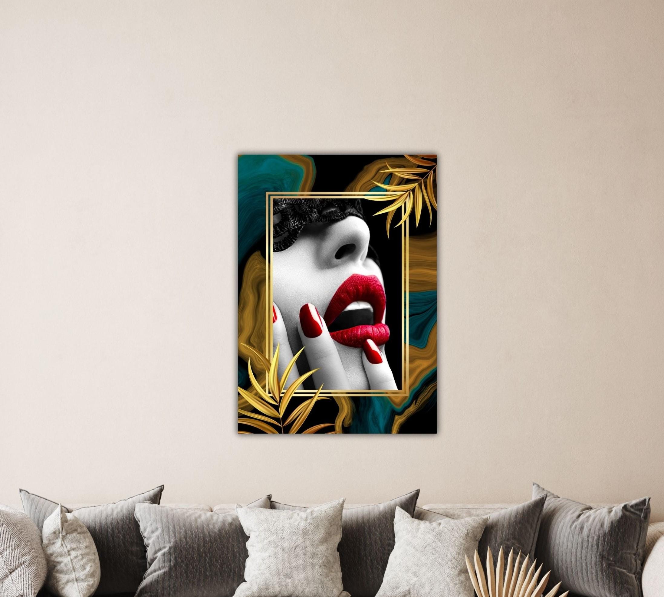 The Girl Red Lips Wall Art Expressive Lips Poster Cute Gift for