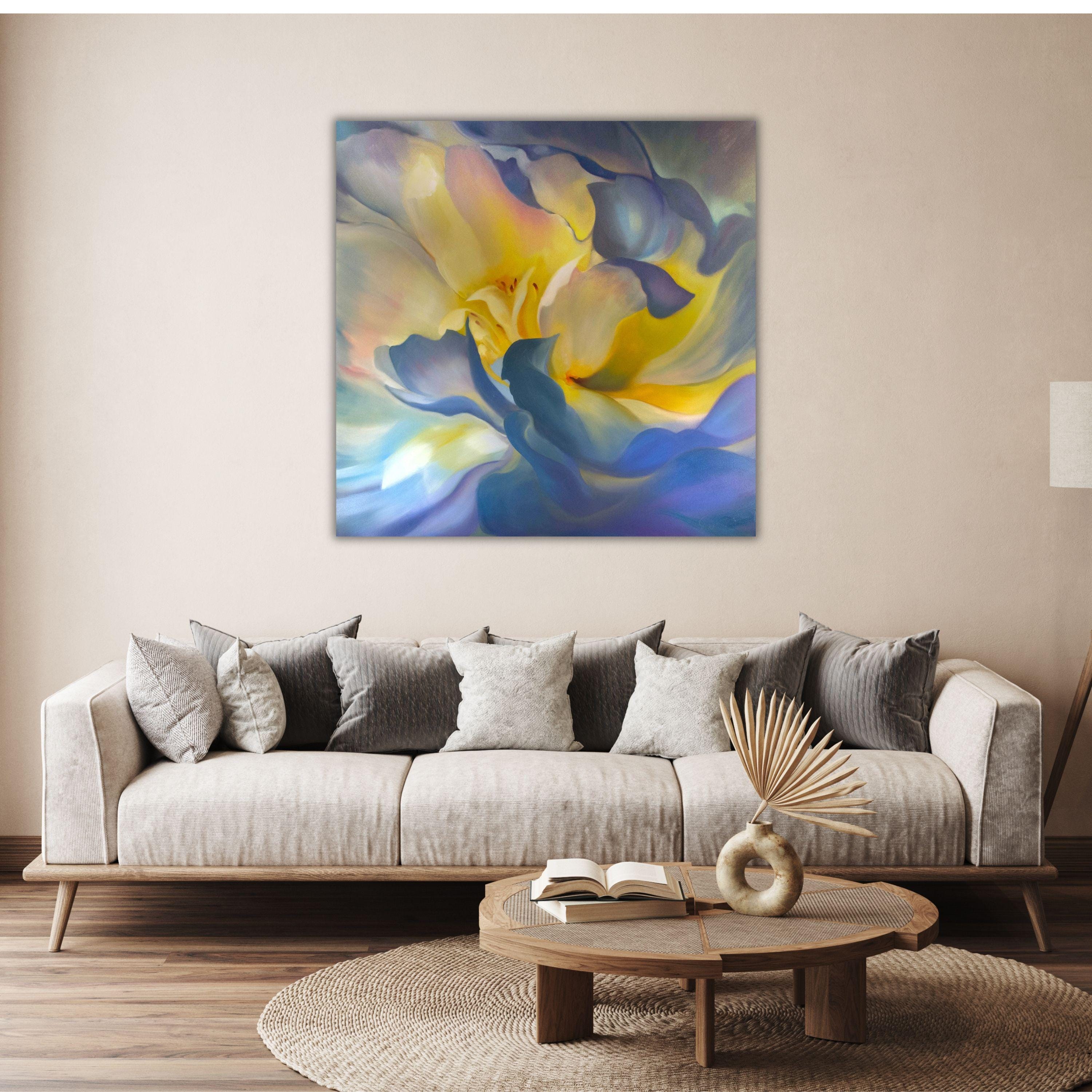 Georgia O'keeffe Yellow Blue Flower Canvas Art O'keeffe Poster O