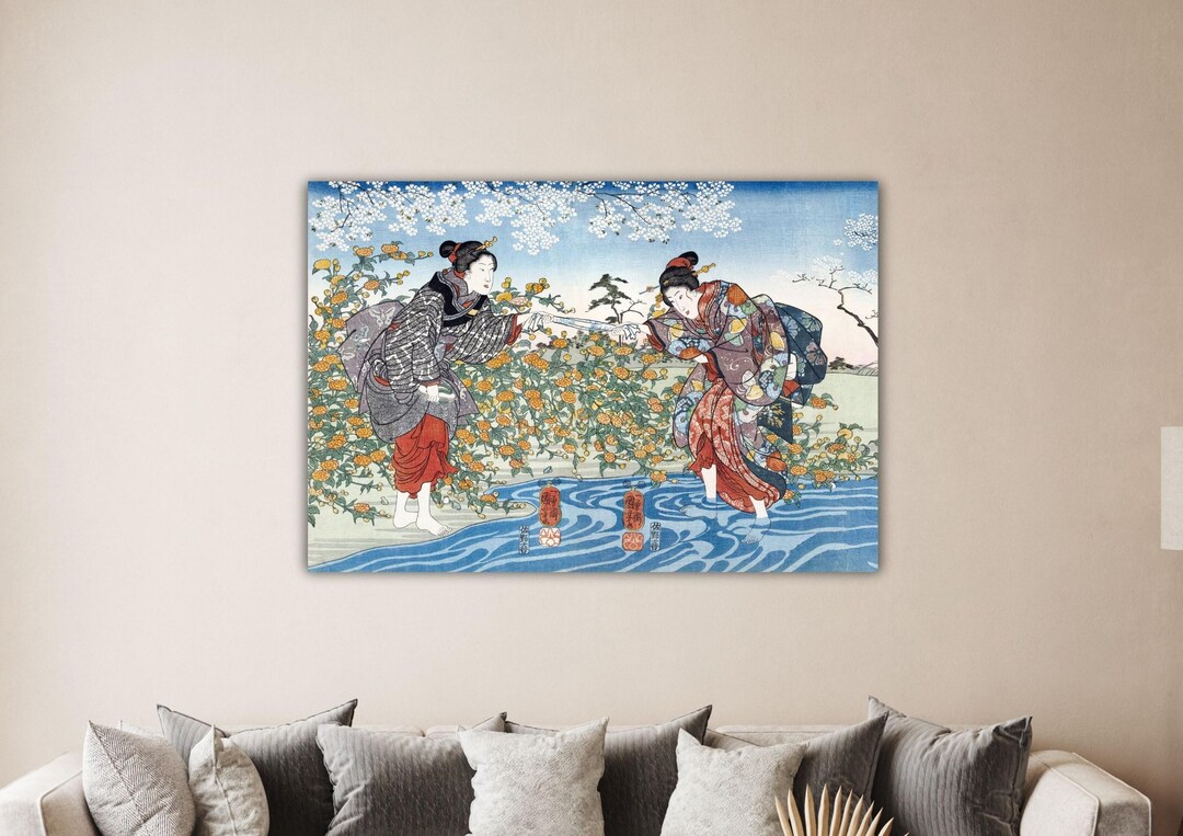 Utagawa Kuniyoshi-japanese Girls by Ide Tama River 1847 Wall Art ...