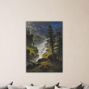 Albert Bierstadt- Rocky Mountain Waterfall 1898 Poster Bierstadt Wall Art Albert Bierstadt Print Bierstadt Paint Bierstadt Canvas Home Decor