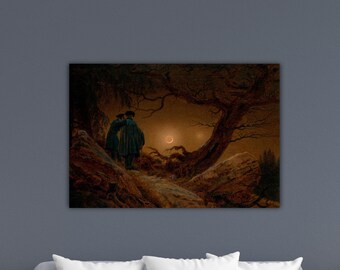 Caspar David Friedrich Two Men Contemplating the Moon Canvas Friedrich Wall Decor Caspar Print Friedrich Poster Gift Home Decor David Paint