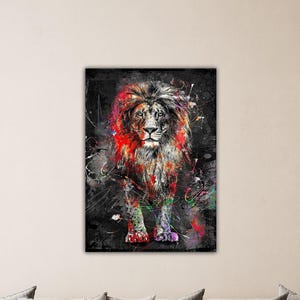 Lienzo colorido de Banksy Lion, decoración de pared moderna, arte de pared de Banksy Lion, impresión de grafiti, póster de Banksy, regalo para decoración de habitación infantil, arte de pintura de grafiti