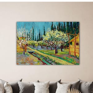 Verger Vincent Van Gogh bordé de cyprès 1888 Peinture Toile Van Gogh Art mural Van Gogh Cadeau pour la maison Décoration murale Impression Poster Van Gogh