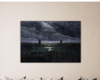 Caspar David Friedrich Sea Shore in Moonlight 1835 Canvas Friedrich Wall Decor Caspar Print Friedrich Poster Living Room Decor David Paint