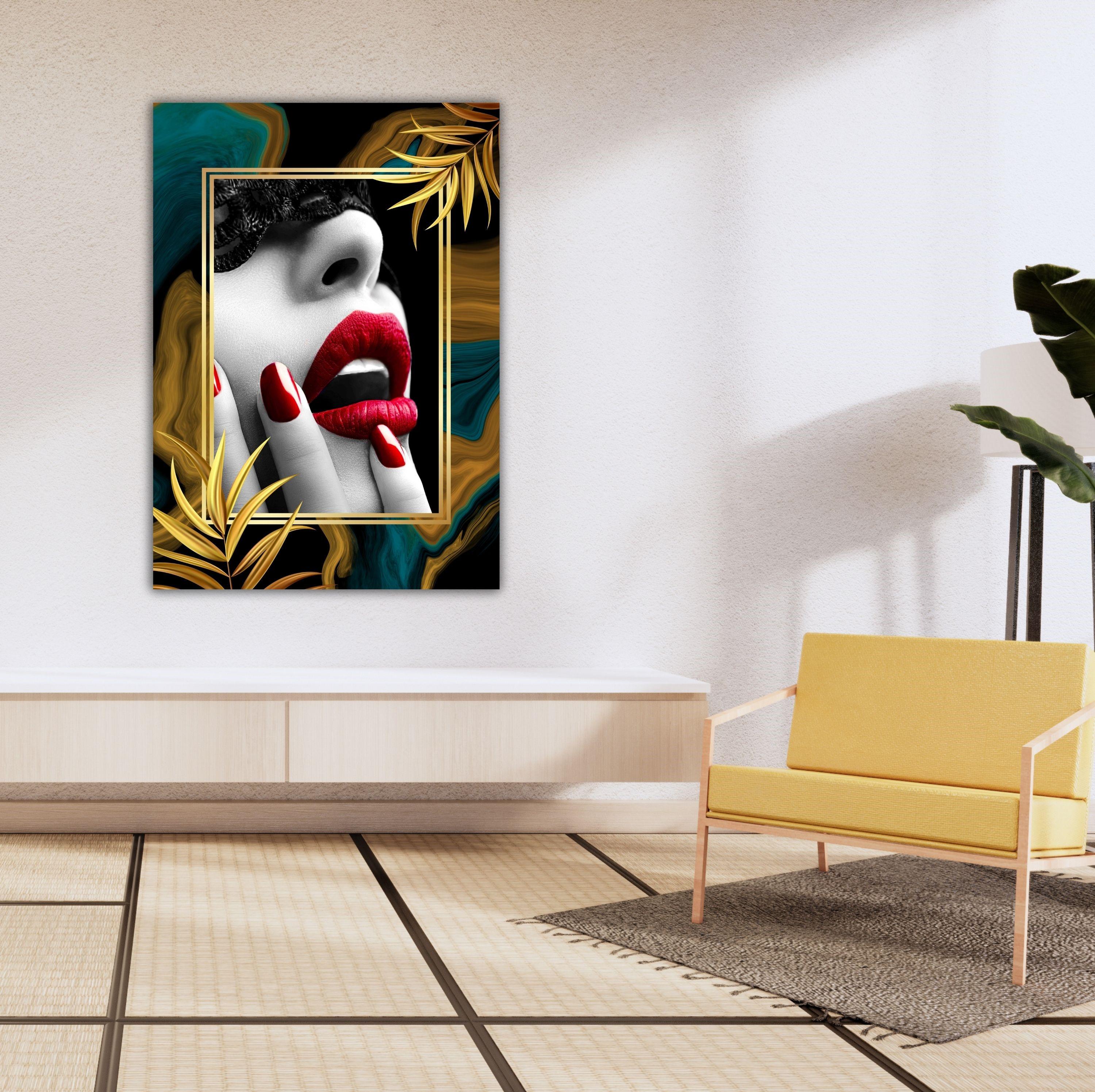 The Girl Red Lips Wall Art Expressive Lips Poster Cute Gift for