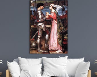 John William Waterhouse Tristan and Isolde 1916 Canvas Pre Raphaelite Art Print Romantic Vintage Wall Art Museum Style Art Home Decor Poster
