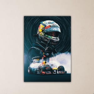 Sebastian Vettel Poster Art Formula One Wall Art F1 Grand Prix Ferrari Wall Decor Art F1 Man Cave Decoration Canvas Sebastian Vettel Print