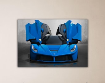 Ferrari Blue Laferrari Poster Ferrari Canvas Sports Car Decor