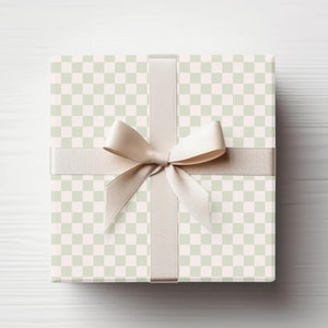 Carta da regalo a scacchi verde menta chiaro, perfetta per matrimoni, compleanni, feste e tutti i regali speciali, disponibile in 3 misure e 2 finiture