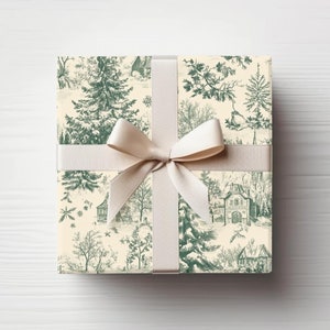 Carta da regalo natalizia in tela con elegante design vintage di un villaggio invernale, perfetta per le festività e le occasioni speciali, 3 misure e 2 finiture