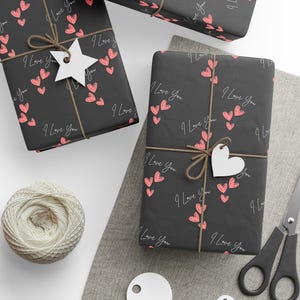 I Love You Wrapping Paper, Romantic Gift Wrap for Anniversary, Valentine's Day, Wedding, or Just Because. Unique Wrapping Paper.