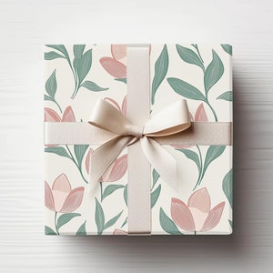 Affascinante carta da regalo con tulipani rosa per matrimoni, compleanni e occasioni speciali, disponibile in 3 misure e 2 finiture. Carta da regalo primaverile di Pasqua.