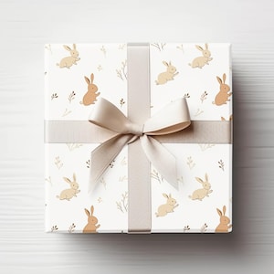 Carta da regalo neutra a forma di coniglietto, perfetta per Pasqua, baby shower, compleanni, festività e regali speciali. Graziosa carta da regalo a forma di coniglio, 3 misure, 2 finiture.