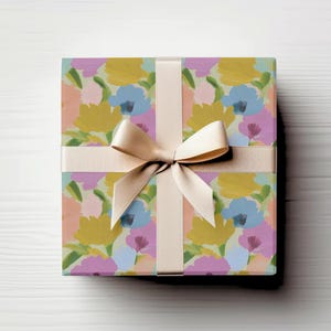 Soft Floral Wrapping Paper, Watercolor Flower Gift Wrap for Birthday or Mother&#39;s Day, Floral Gift Wrapping Paper, Birthday Gift Wrap