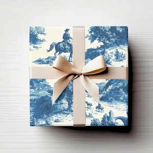 Carta da regalo con motivo cowboy, carta da regalo in tela western, stampa rustica con cavallo e cavaliere, tema equestre con fattoria di campagna, carta da cowboy vintage