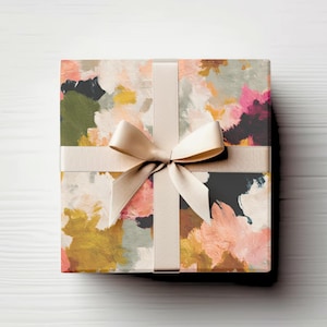 Moody Floral Wrapping Paper, Abstract Autumn Gift Wrap, Cozy Painterly Leaves, Thanksgiving, Rustic Warm Gift Wrap Sheets