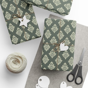 Carta da regalo tradizionale verde ispirata al vintage in 3 misure con finitura opaca o lucida, perfetta per matrimoni o occasioni speciali