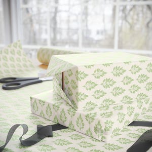 Elegant Leaf Pattern Wrapping Paper Nature Inspired Minimal Gift Wrap in Matte or Glossy Finish Available in 3 Sizes