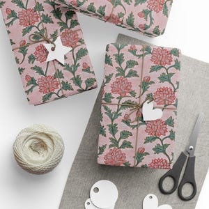 Modern Farmhouse Floral Gift Wrapping Paper, Valentine&#39;s Day Gift Wrapping Paper Available in 3 Sizes and 2 Finishes.